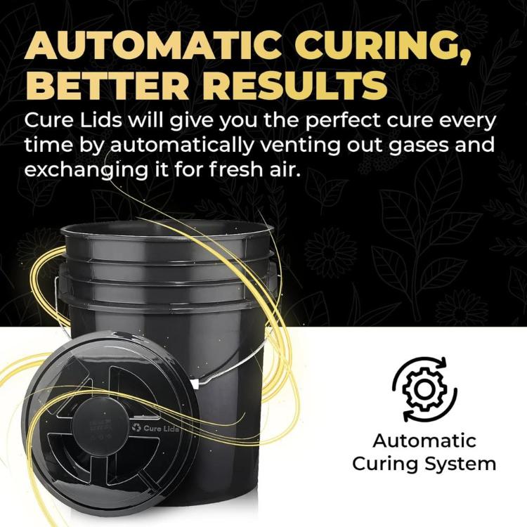 Automatic Smart Ai Curing Gamma Seal Storage Container Lids with Adapter Ring Fits 3.5, 5, 6 & 7 Gallon Buckets Smart Curing Technology